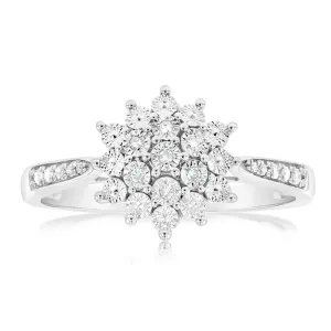 Sterling Silver Diamond Cluster Ring Shiels