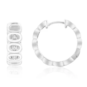 Sterling Silver Diamond Hoop Earrings Shiels