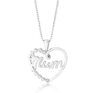 Sterling Silver Diamond Mum Heart Pendant Shiels