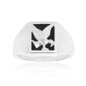 Sterling Silver Diamond   Onyx Ring Shiels