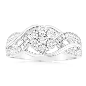 Sterling Silver Diamond Ring with 17 Brilliant Cut Diamonds Shiels
