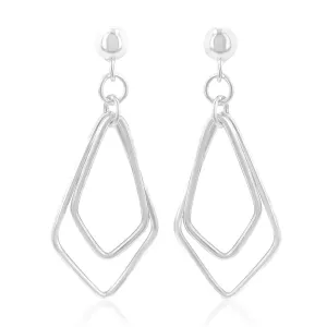 Sterling Silver Diamond Shape Abstract Drop Earrings Shiels