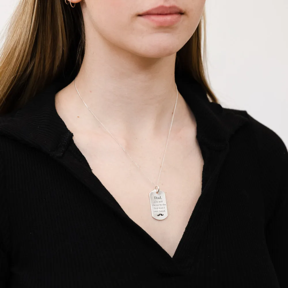 Sterling Silver Dog Tag Dad Daughters Message Pendant Shiels