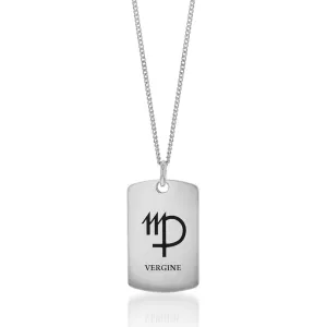 Sterling Silver Dog Tag With Virgo Zodiac/Star Sign Pendant Shiels