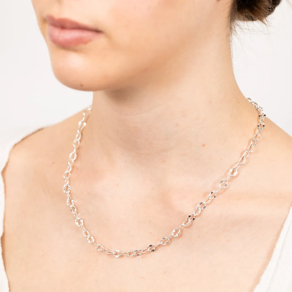 Sterling Silver Fancy Diamond Cut 45cm Chain Shiels