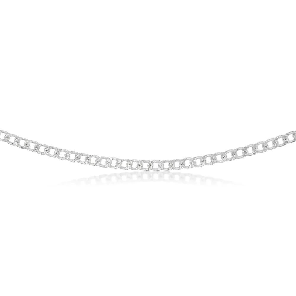 Sterling Silver Fancy Diamond Cut Curb 120 Gauge 45cm Chain Shiels