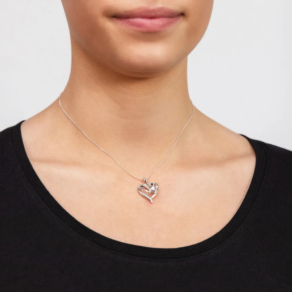 Sterling Silver Fancy Heart Mom With Cubic Zirconia Pendant Shiels