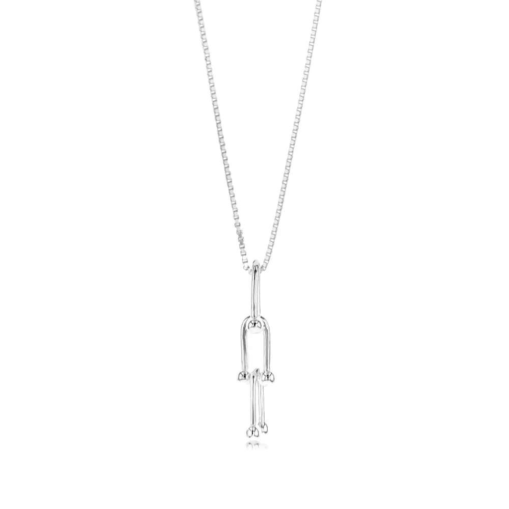 Sterling Silver Fancy U Link Pendant On 45cm Chain Shiels