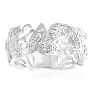 Sterling Silver Filigree Ring with 1 Brilliant Cut Diamond Shiels