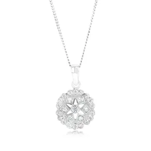 Sterling Silver Geometric Flower Cubic Zirconia Pendant Shiels