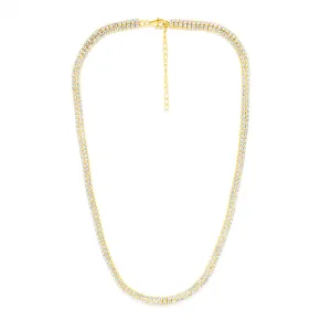 Sterling Silver Gold Plated 2mm Cubic Zirconia Two Row 40 5cm Tennis Chain Shiels