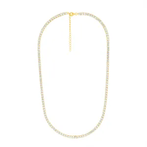 Sterling Silver Gold Plated 3mm Cubic Zirconia 45cm Tennis Chain Shiels