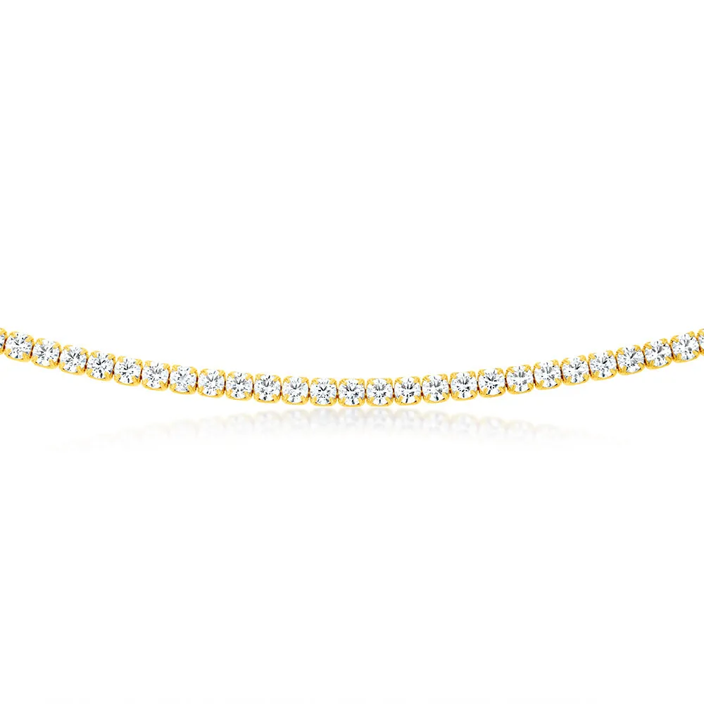 Sterling Silver Gold Plated 3mm Cubic Zirconia 45cm Tennis Chain Shiels