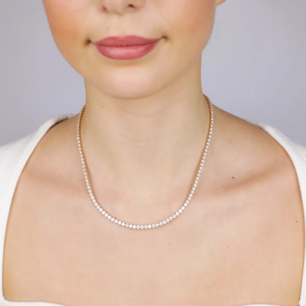 Sterling Silver Gold Plated 3mm Cubic Zirconia 45cm Tennis Chain Shiels