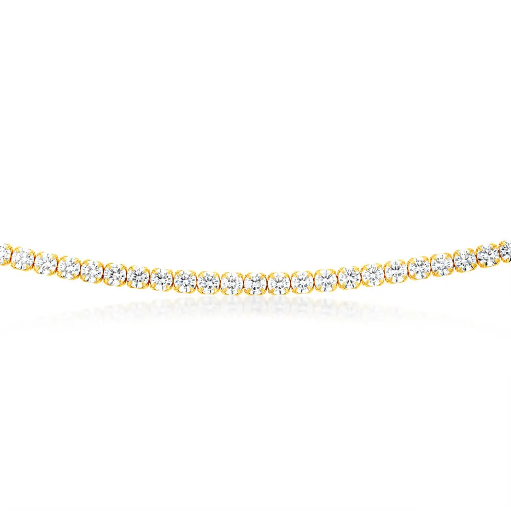 Sterling Silver Gold Plated 3mm Cubic Zirconia Tennis 50cm Chain Shiels