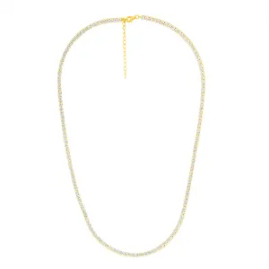 Sterling Silver Gold Plated 3mm Cubic Zirconia Tennis 50cm Chain Shiels