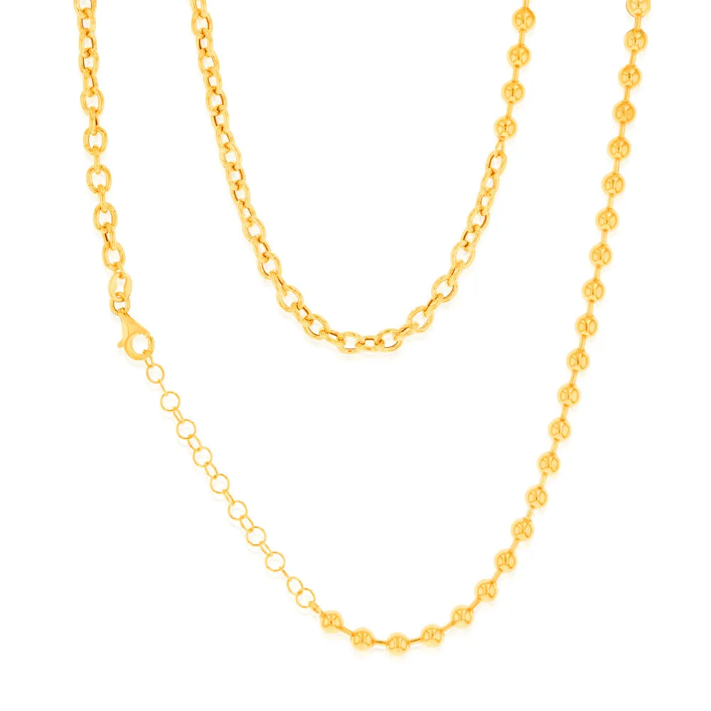 Sterling Silver Gold Plated 45cm Ball Chain Shiels