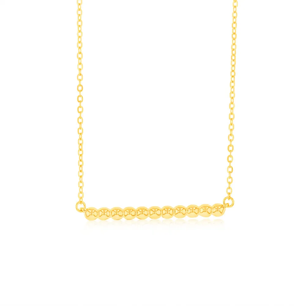 Sterling Silver Gold Plated Beaded Bar Pendant On Chain Shiels