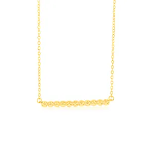 Sterling Silver Gold Plated Beaded Bar Pendant On Chain Shiels