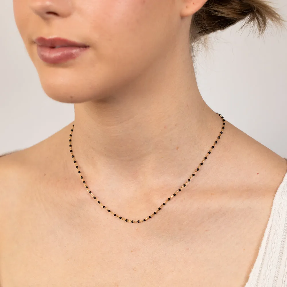 Sterling Silver Gold Plated Black Enamel Fancy 42 3cm Chain Shiels