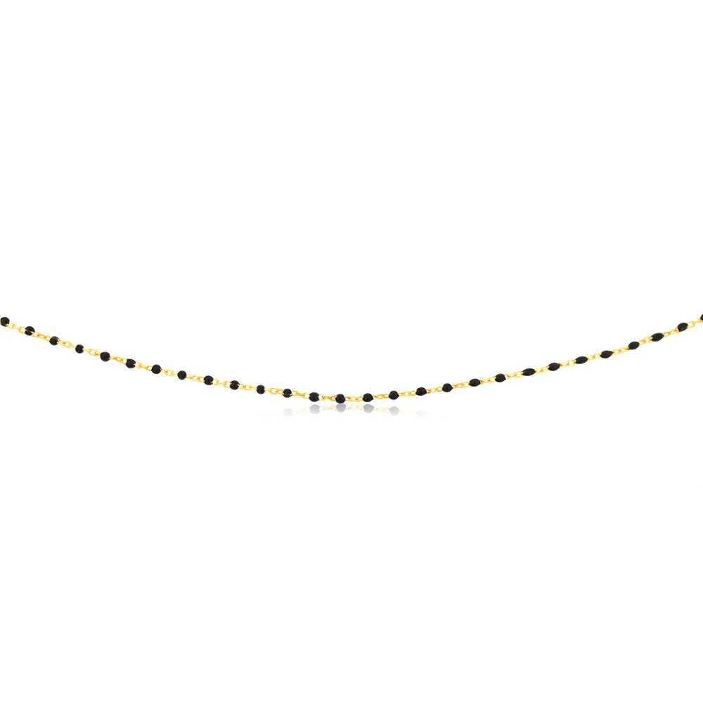 Sterling Silver Gold Plated Black Enamel Fancy 42 3cm Chain Shiels