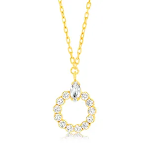 Sterling Silver Gold Plated Cubic Zirconia Circle Of Life Pendant On 42 3cm Chain Shiels