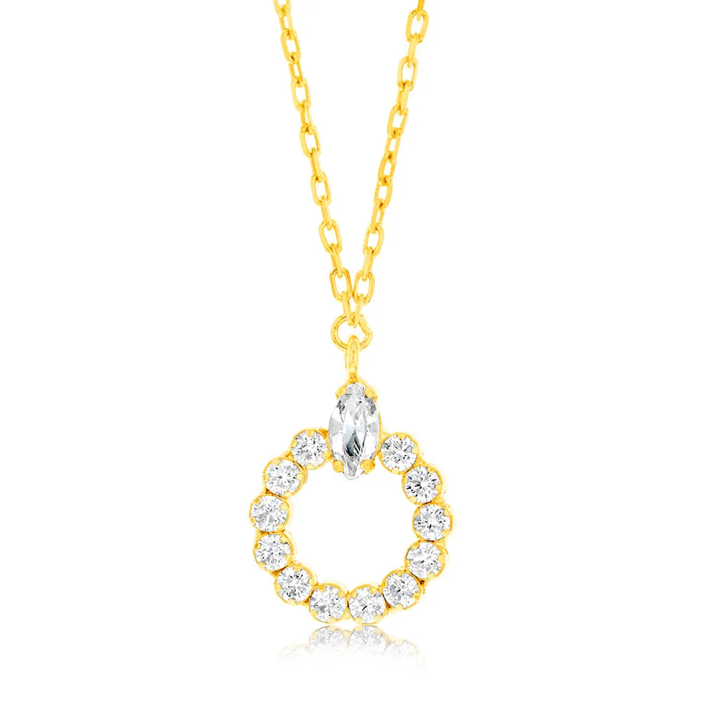 Sterling Silver Gold Plated Cubic Zirconia Circle Of Life Pendant On 42 3cm Chain Shiels