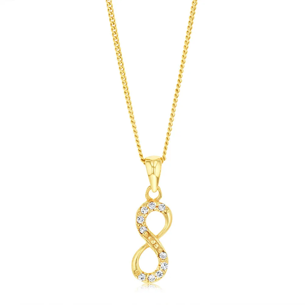 Sterling Silver Gold Plated Cubic Zirconia Infinity Pendant Shiels
