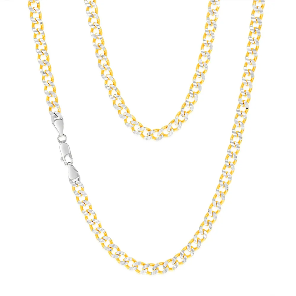 Sterling Silver Gold Plated Curb 150Gauge 50cm Chain Shiels