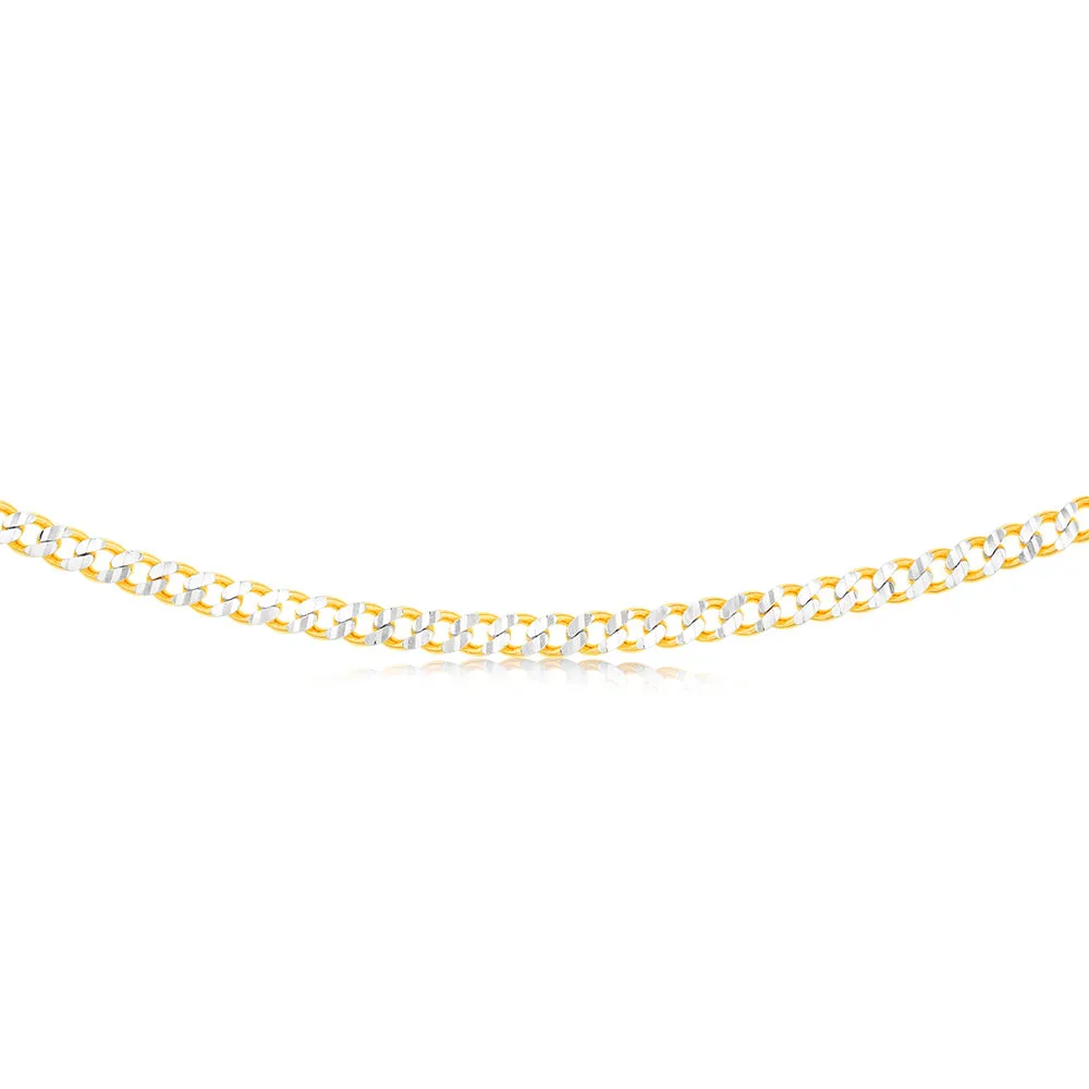 Sterling Silver Gold Plated Curb 150Gauge 50cm Chain Shiels