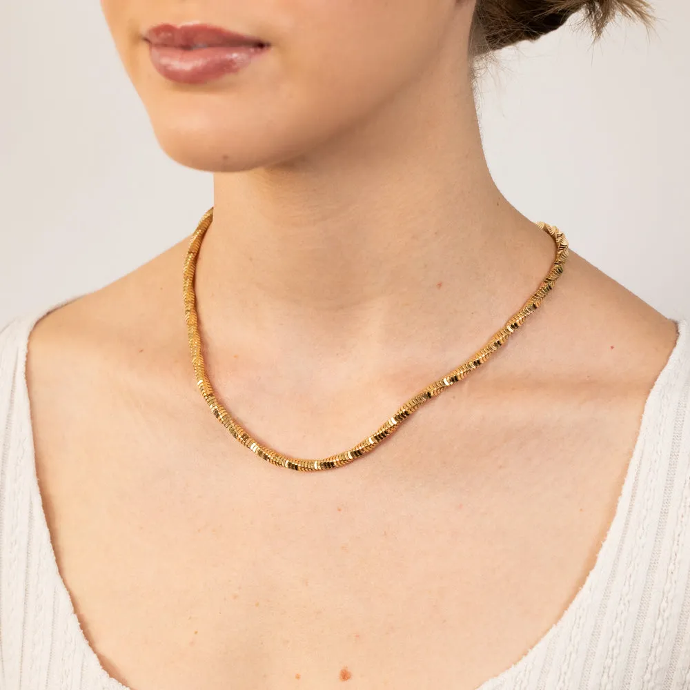 Sterling Silver Gold Plated Diamond Cut Square Snake 45cm Chain Shiels