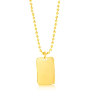 Sterling Silver Gold Plated Dog Tag Pendant On 48cm Chain Shiels