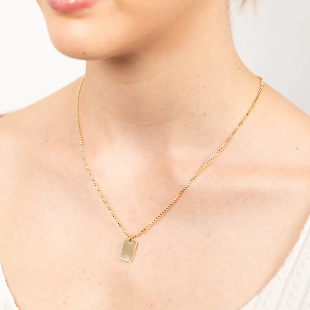 Sterling Silver Gold Plated Dog Tag Pendant On 48cm Chain Shiels