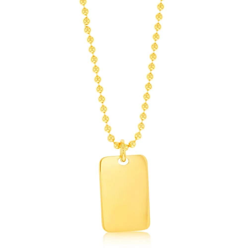 Sterling Silver Gold Plated Dog Tag Pendant On 48cm Chain Shiels