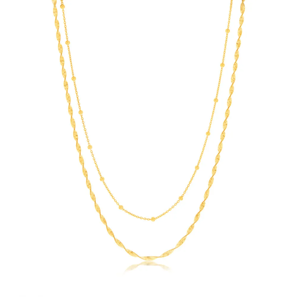 Sterling Silver Gold Plated Fancy Double Layer 38 5cm Chain Shiels