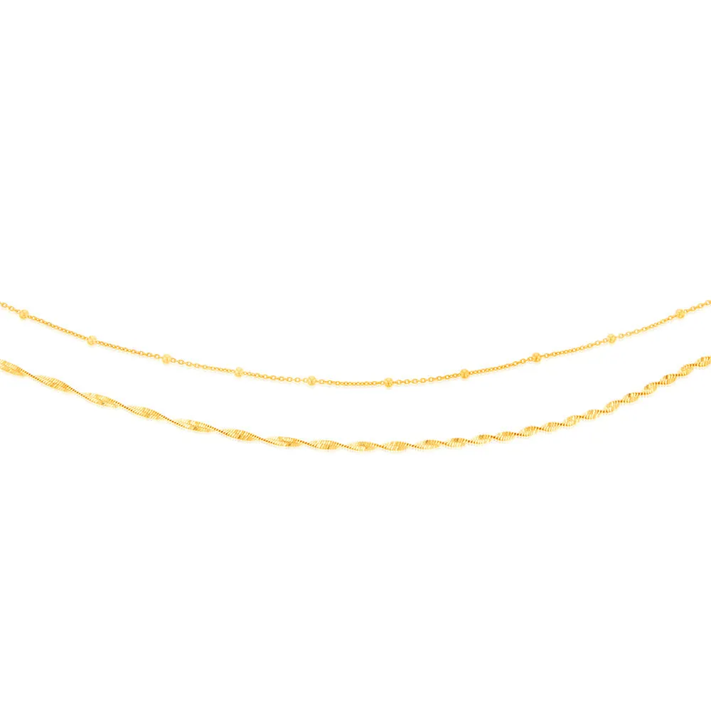 Sterling Silver Gold Plated Fancy Double Layer 38 5cm Chain Shiels