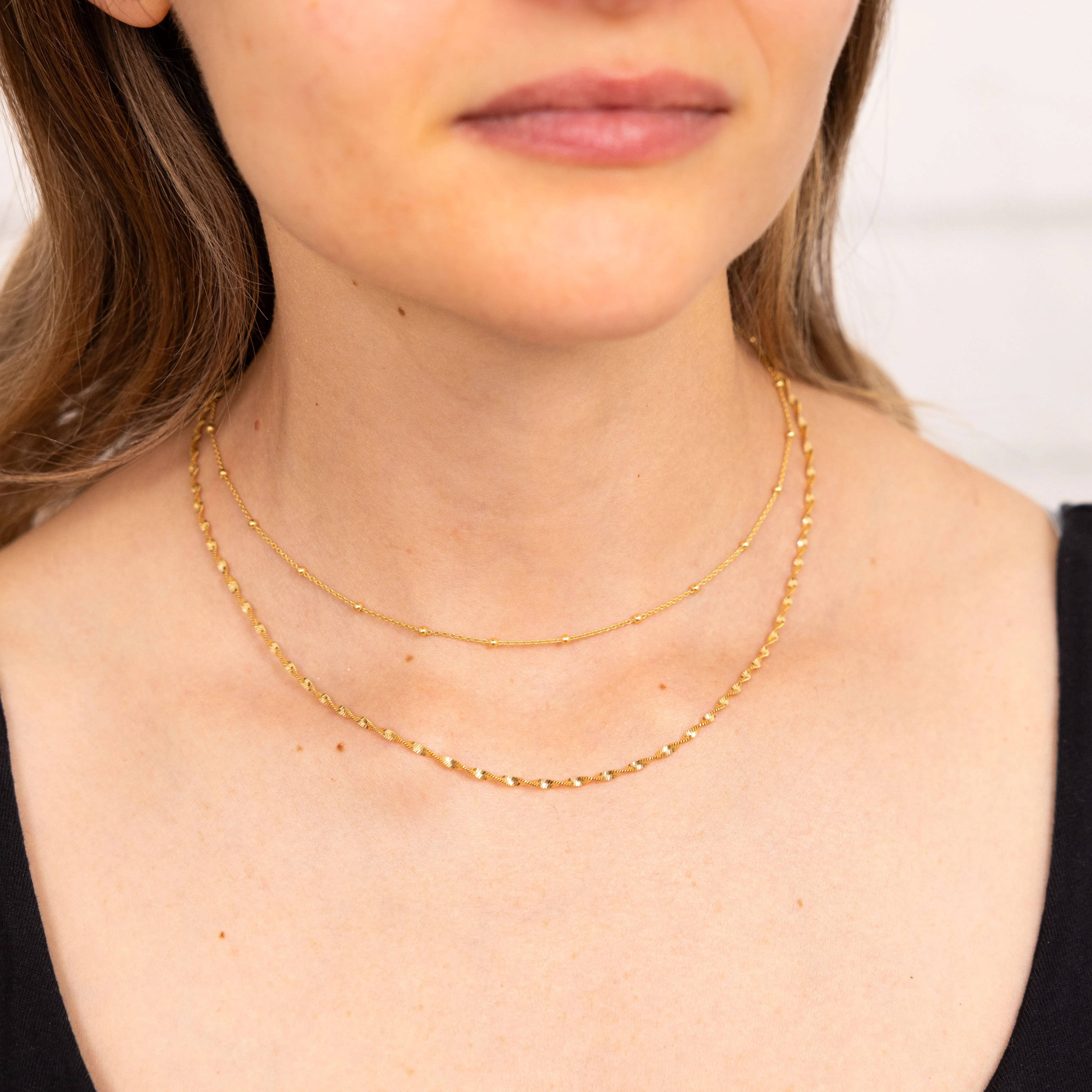 Sterling Silver Gold Plated Fancy Double Layer 38 5cm Chain Shiels