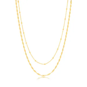 Sterling Silver Gold Plated Fancy Double Layer 38 5cm Chain Shiels