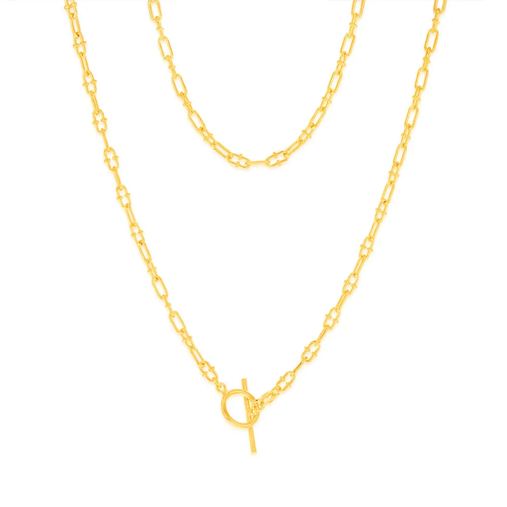 Sterling Silver Gold Plated Fancy Link T Bar Clasp 45cm Chain Shiels