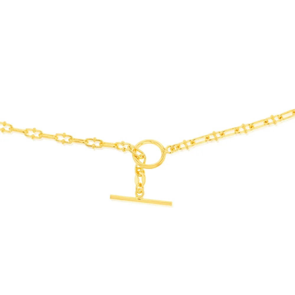 Sterling Silver Gold Plated Fancy Link T Bar Clasp 45cm Chain Shiels