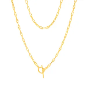 Sterling Silver Gold Plated Fancy Link T Bar Clasp 45cm Chain Shiels
