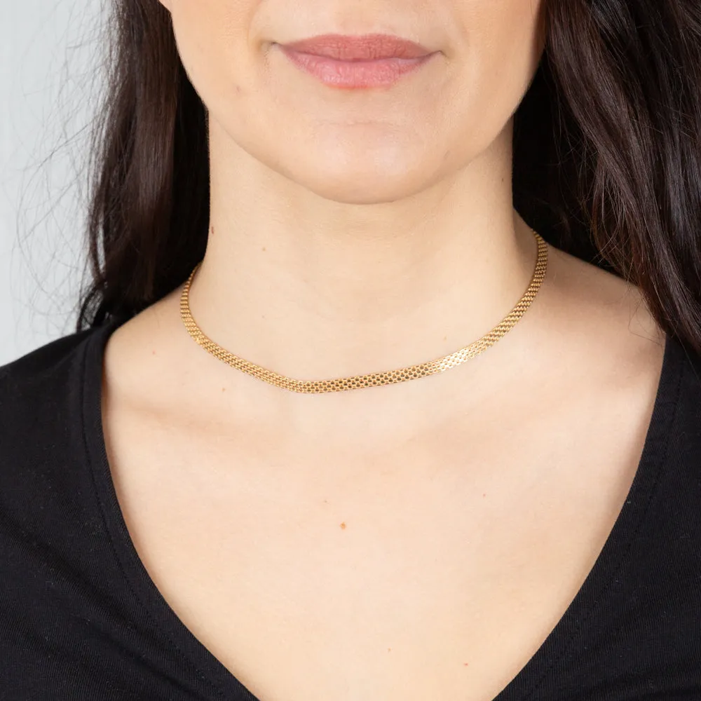 Sterling Silver Gold Plated Flat 40cm Choker Chain Shiels