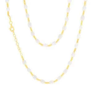 Sterling Silver Gold Plated Fresh Water Pearl And Gold Beads 40 3cm Chain Shiels