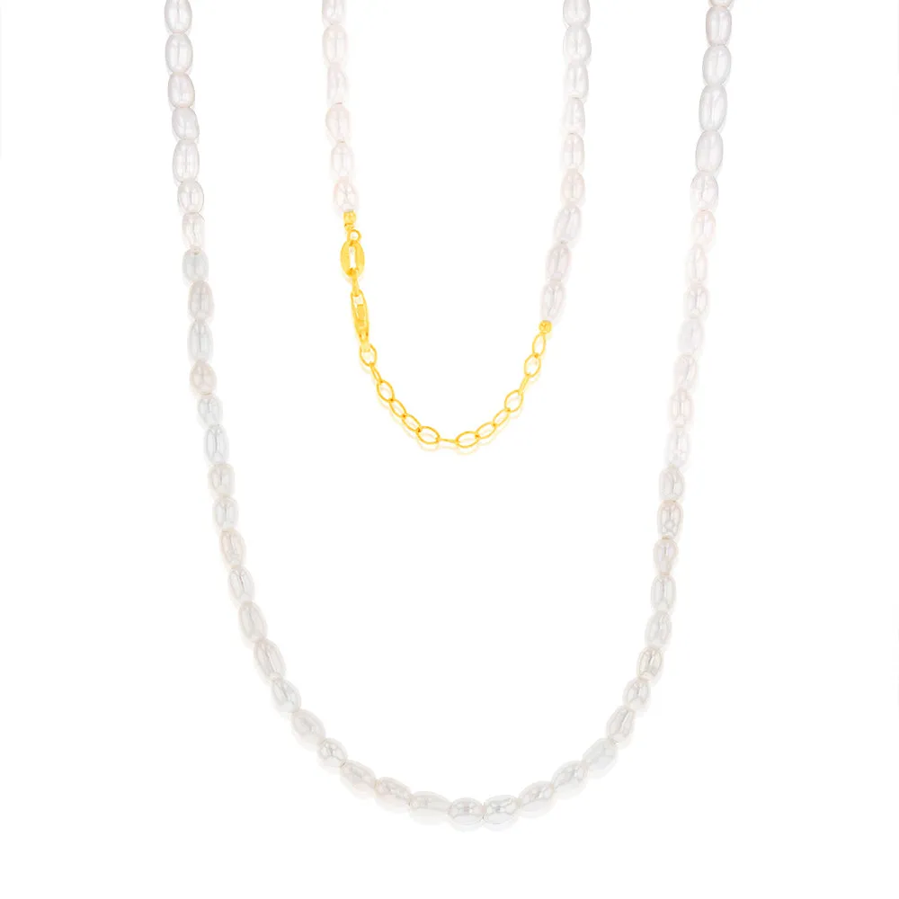 Sterling Silver Gold Plated Fresh Water Pearls 46 4cm Chain Shiels