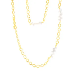 Sterling Silver Gold Plated Fresh Water Pearls And Fancy Links 42 3cm Chain Shiels