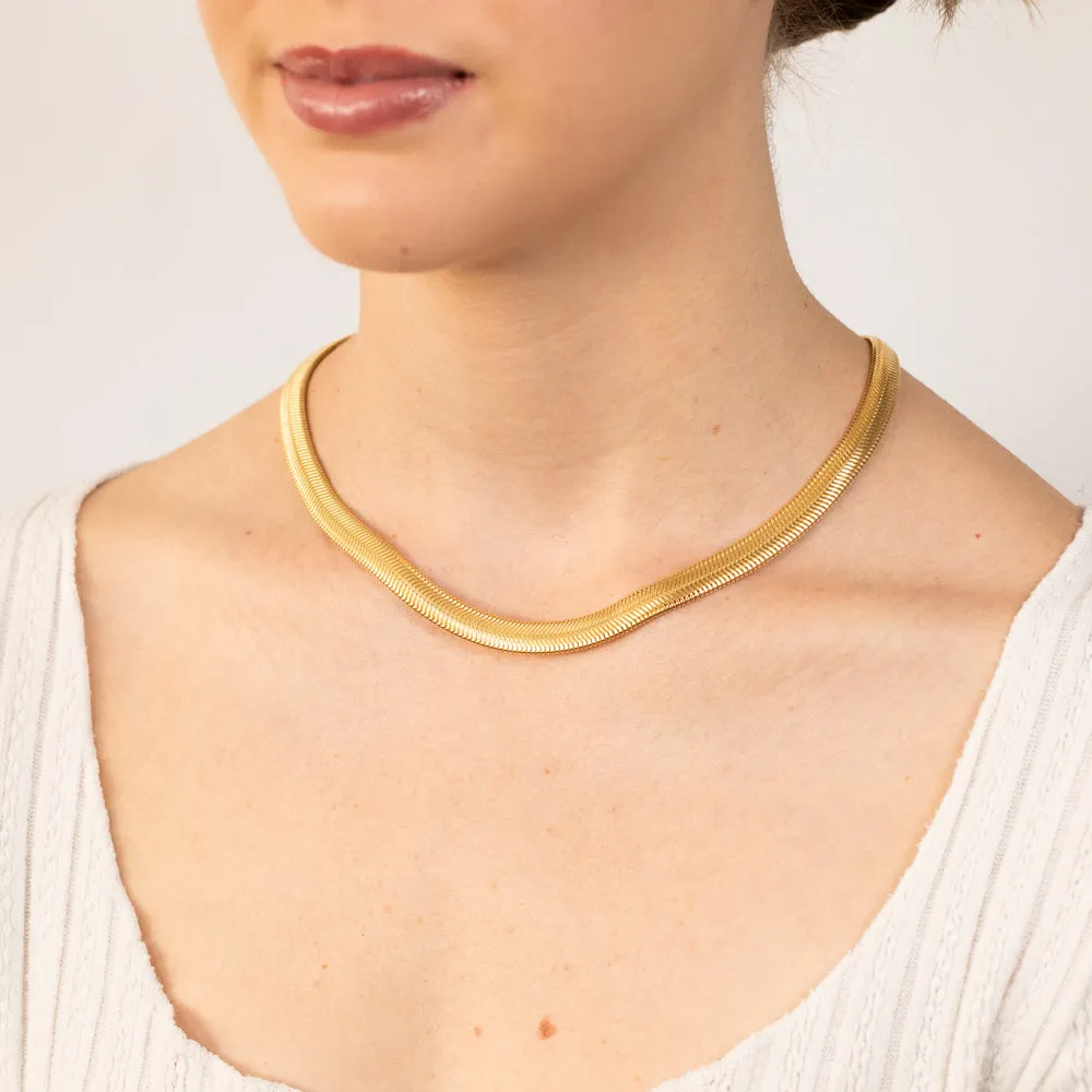 Sterling Silver Gold Plated Oval Snake 45cm Chain Shiels