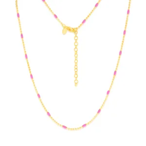 Sterling Silver Gold Plated Pink Enamel Bead 45cm Chain Shiels