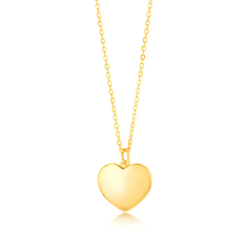 Sterling Silver Gold Plated Plain Heart Pendant On Chain Shiels