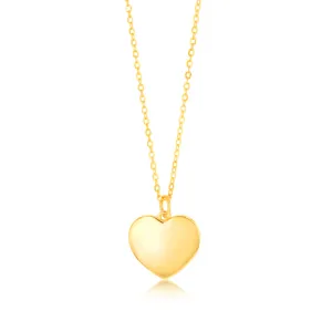 Sterling Silver Gold Plated Plain Heart Pendant On Chain Shiels