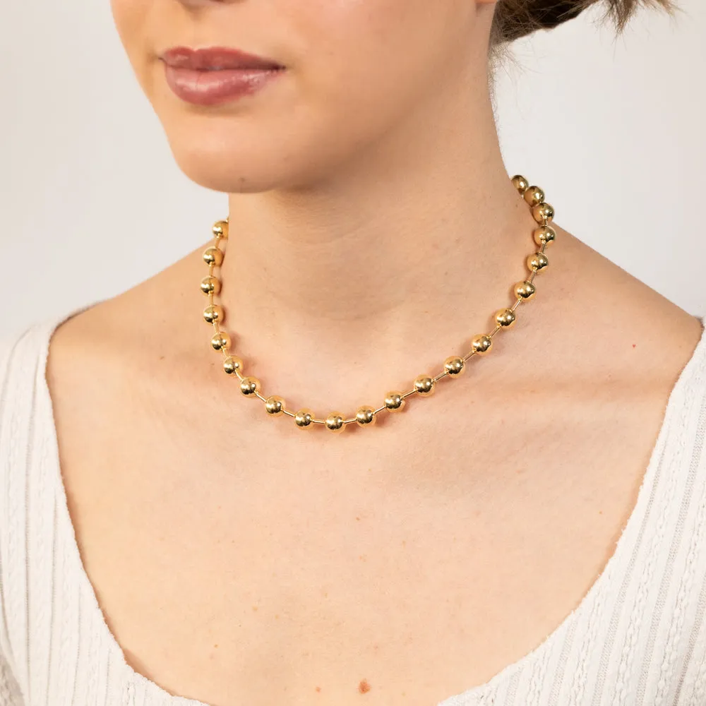Sterling Silver Gold Plated Polished Ball 38 8cm Chain Shiels